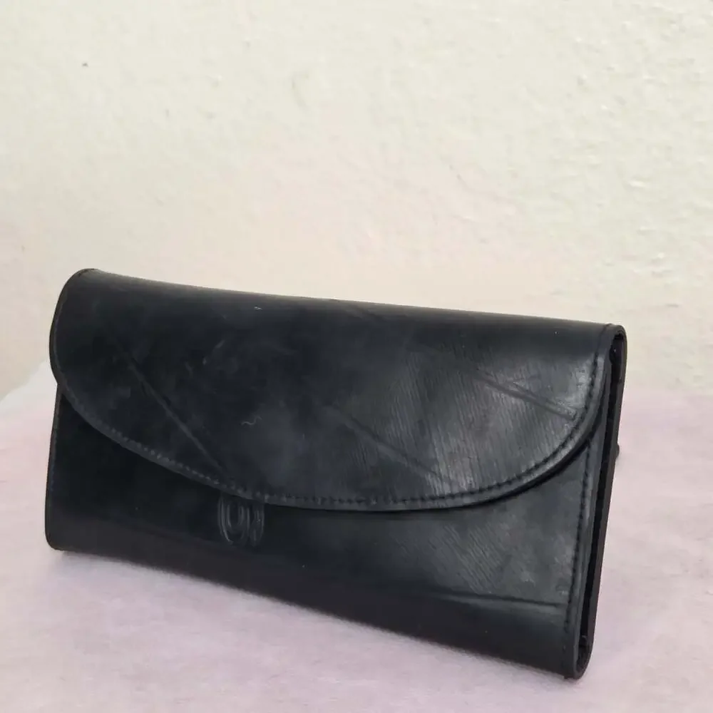 Handmade Black Long Upcycled Rubber Clutch Wallet